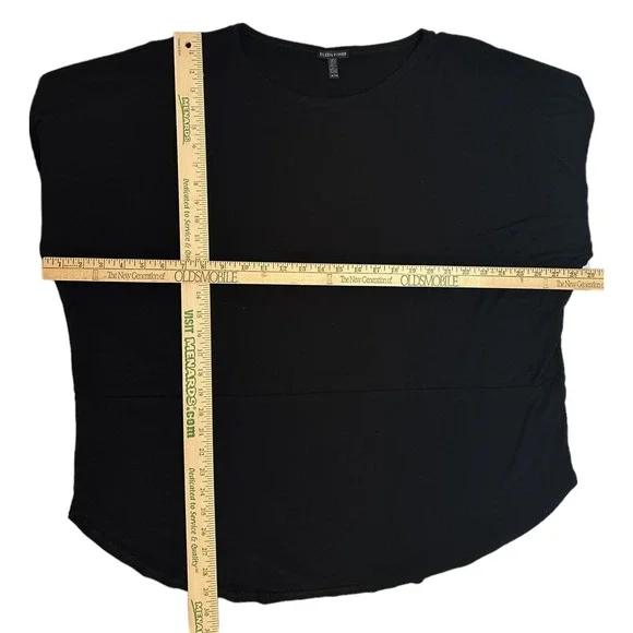 Eileen Fisher Sz XL Shirt Women's Black Knit Minimalist Spandex Blend Flaw - Picture 7 of 7